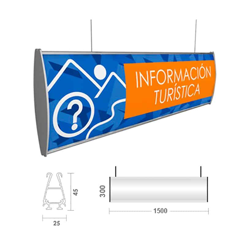 COLGANTE LIGERO CURVO SUS-L 1500 X 300 MM. | 314A-320